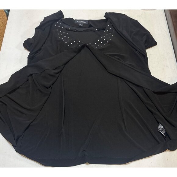 Perceptions New York Open-Front Black Blouse Polyester Blend Women Size 14-READ - Picture 12 of 16